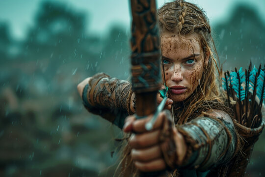 portrait of a woman with a bow and arrow