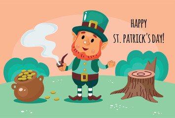 Obraz na płótnie Canvas Saint Patrick's Day cartoon vector card illustration