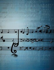 blue Music notes background. music wallpaper . Generative AI