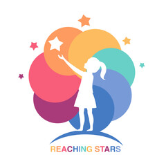 Reaching Stars Logo Design Template. Dream star logo. Emblem, Colorful, Creative Symbol, Icon.