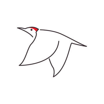 recommend clip art: flying woodpecker line art icon logo vector