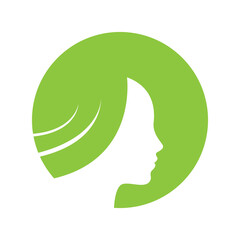 beauty women hair circle minimalist care logo design