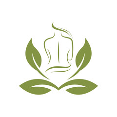 beauty women body care treatment massage leaves logo design