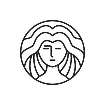 recommend clip art: circle hair line art women beauty care salon logo design