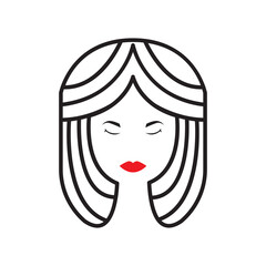 beauty female cartoon line art logo design