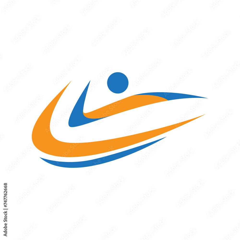 Wall mural isolated man jump serve colorful logo design