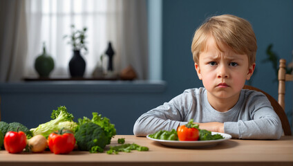 Child is very unhappy with having to eat vegetables