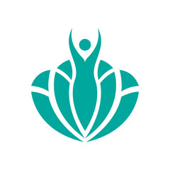 women leaves flower yoga spa logo design