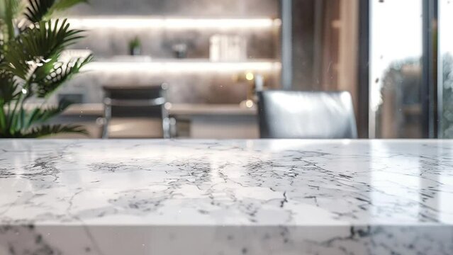 close up view of copy space on marble desk. modern kitchen architecture. seamless looping overlay 4k virtual video animation background