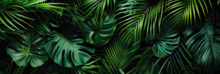 Panorama view of tropical nature abstract background. Summer and environment concept. Generative ai.