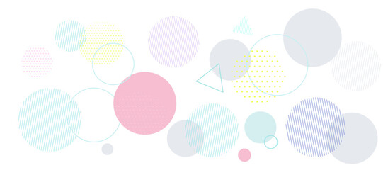 春をイメージしたパステルカラーの幾何学模様の背景イラスト　ジオメトリック　メンフィス