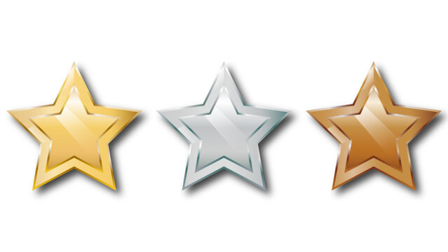 gold, silver, bronze set of star awards