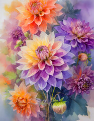 a vibrant bouquet of dahlias in an array of colors