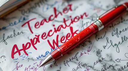 Teacher Appreciation Week, Red pen symbolizes feedback and encouragement
