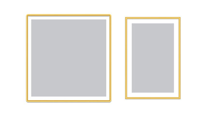  Rectangle vintage gold frame for web presentation, double line horizontal border in oriental style for work project ,png vector illustration