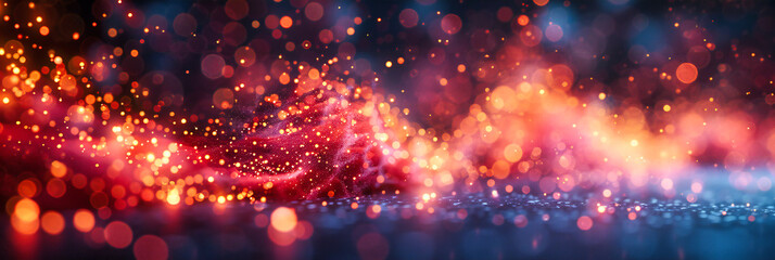 Magical Christmas Lights, Glowing Bokeh on Dark Background, Festive Holiday Season Decoration,...