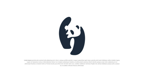 Panda silhouette Logo design vector © sn_std