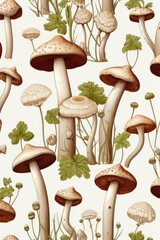 Pattern of mushrooms on white background