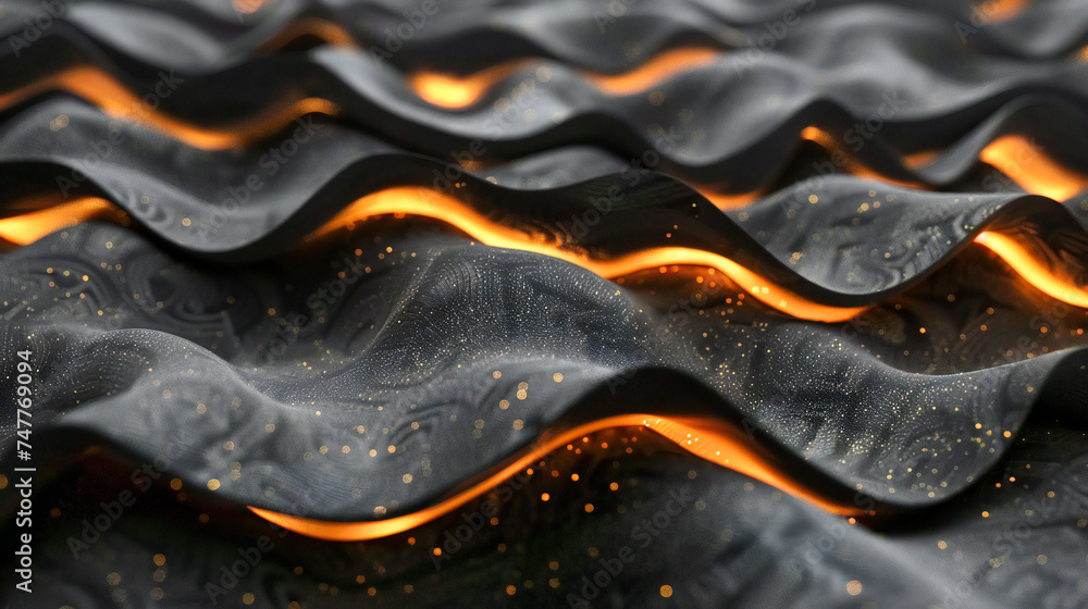 Poster textured wavy roof in abstract design, dynamic surface pattern, modern architecture and material con
