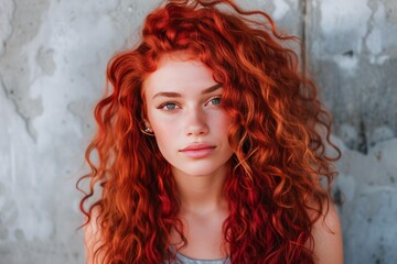 Close-Up Portrait of a Young Woman With Vibrant Red Hair and Soft Sunlight