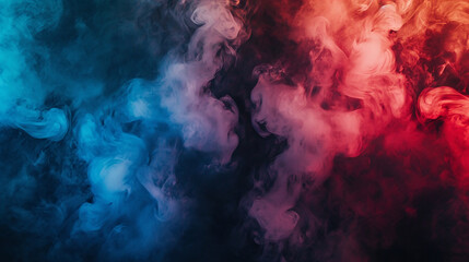 background, Alluring Colors in Smoke, Abstract Background of Vivid Smoke Curls Against a Black Canvas, Mesmerizing Blend of Colorful Smoke Tendrils on a Black Background, Surreal Smoke, generative ai - obrazy, fototapety, plakaty