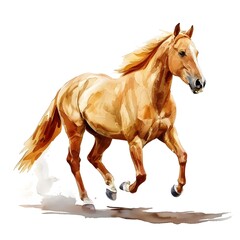 Watercolor Horse Illustration in Amber and Brown