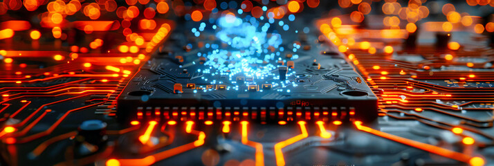 Digital Networking and Internet Technology, Abstract Light Connections on Blue Background, Modern Communication and Data Exchange Concept, Futuristic Cyberspace Illustration