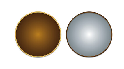 Mirrors set of different circle shapes isolated. Realistic mirror frame, white mirrors template. Realistic design for interior furniture. vector illustration.