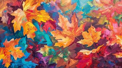 The autumn leaves background in watercolor style adds a touch of artistic charm.