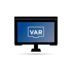 Video Assistant Referee. Soccer football VAR System on the TV screen