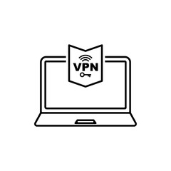 Computer Internet Security VPN Concept line icon vector