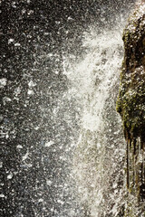 Splashing drops in a waterfall revealed by high shutter speed.