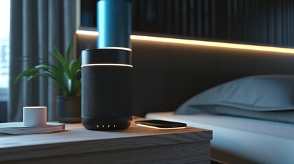 Bluetooth Speaker on the Bedside Table 4K Realistic