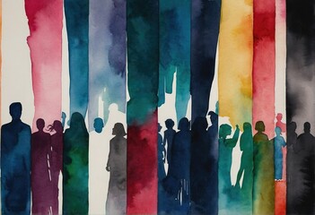 water color group of people illustration 