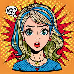 beauty girl pop art style text wow with facial  (10)