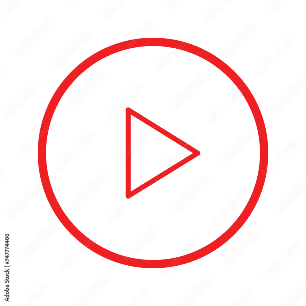 Poster red play button isolated vector icon. red video play button icon. vector illustration. eps file 637.