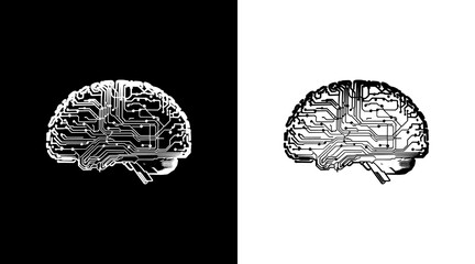 brain micro chip circuit vector illustration. brain, AI, artificial intelligence, mind, brainstorm, brainstorming, intelligence, idea, think, genius concept. 
