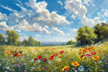 Picturesque Summer Meadow on a Gorgeous Sunny Day