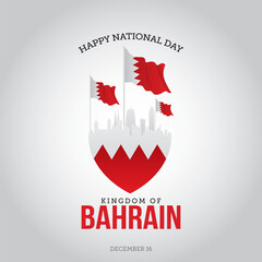 Obraz premium Bahrain national day vector illustration. Bahrain Day themes design concept with flat style vector illustration. Suitable for greeting card, poster and banner. Suitable for business asset design 