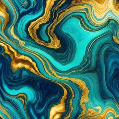 Abstract marble of Blue and gold wave pattern on geometric background with artistic texture and liquid elements