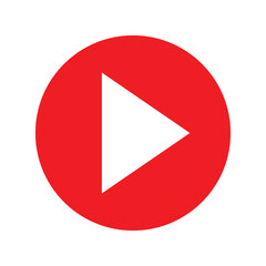 Red play button. Vector icon isolated on white background. Trendy circle play button icon in flat style. Template for radio symbol, video player,app, and media logo. Vector illustration. Eps file 639.