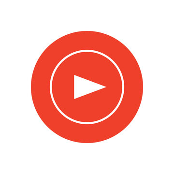 Red Play button web icon. symbol circle isolated. Click, push the button, begin, start, forward, record, stop audio or video. Vector illustration. Eps file 646.