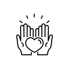 Obraz premium Heart in palms flat vector icon. Human flat vector icon