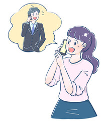 好きな人からの電話に出る女の子