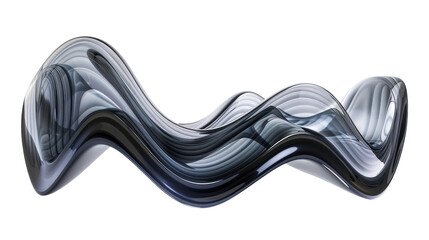 Shiny black wave curve on transparent background