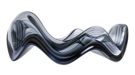 Shiny black wave curve on transparent background