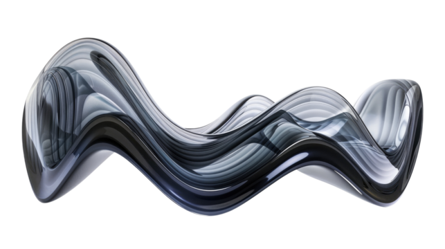 Shiny black wave curve on transparent background