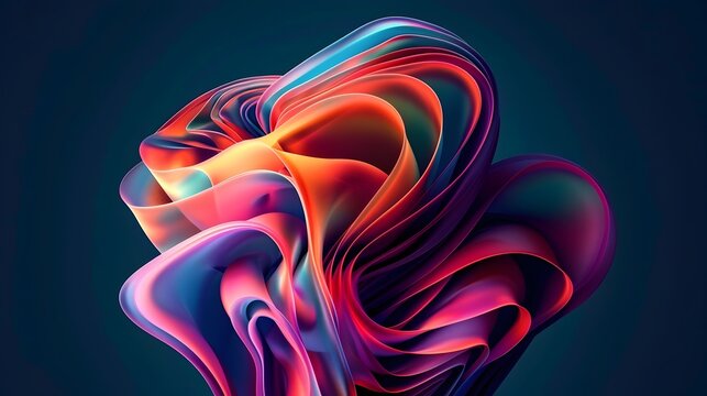Colorful 3D Abstract Illustration with Flowing Forms and Swirls