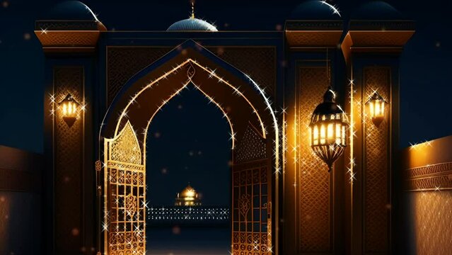 islamic background animation, Ramadhan Kareem greetings, Ramadan Lantern Background Loop. Abstract islamic background