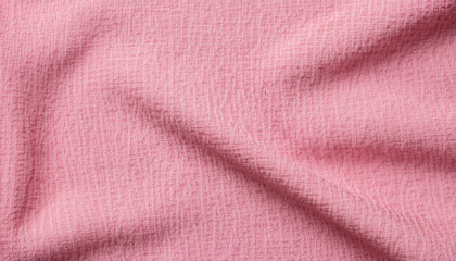 Fototapeta na wymiar Texture of soft pink fabric as background, top view; banner with space for text